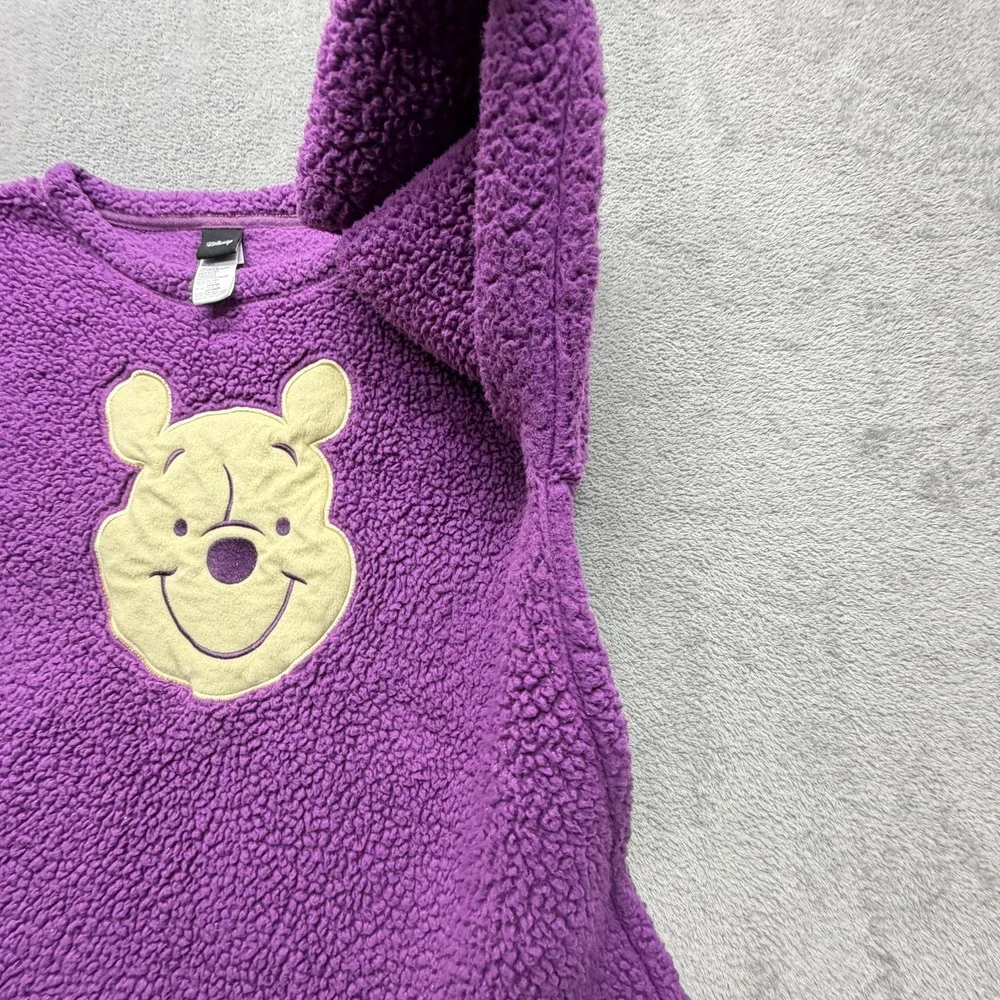 Disney‎ Pajama Top Unisex Kids L Purple Fleece Faux Fur Winnie The Pooh